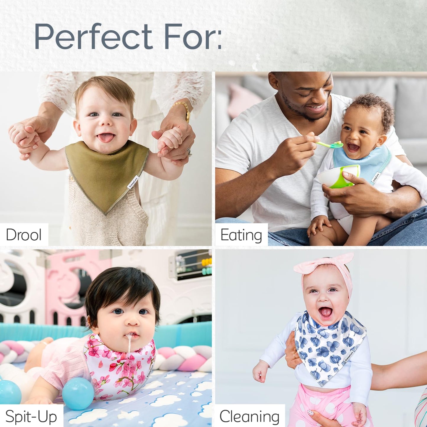 Baby Bibs for Drooling and Teething Baby Girls/Boys | Bandana Bibs for Eating, Washable Bibs for Newborn Babies | Organic Cotton Bibs for Infants, Feeding Bibs Waterproof 8|Pack