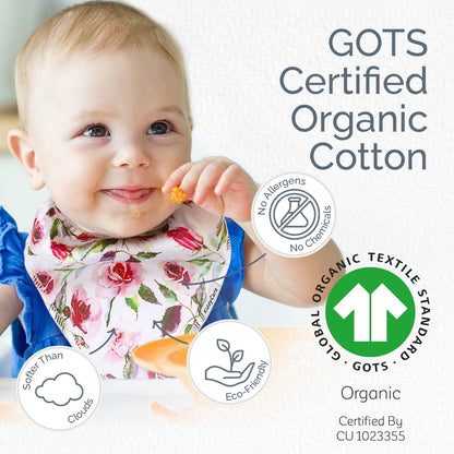 Baby Bibs for Drooling and Teething Baby Girls/Boys | Bandana Bibs for Eating, Washable Bibs for Newborn Babies | Organic Cotton Bibs for Infants, Feeding Bibs Waterproof 8|Pack